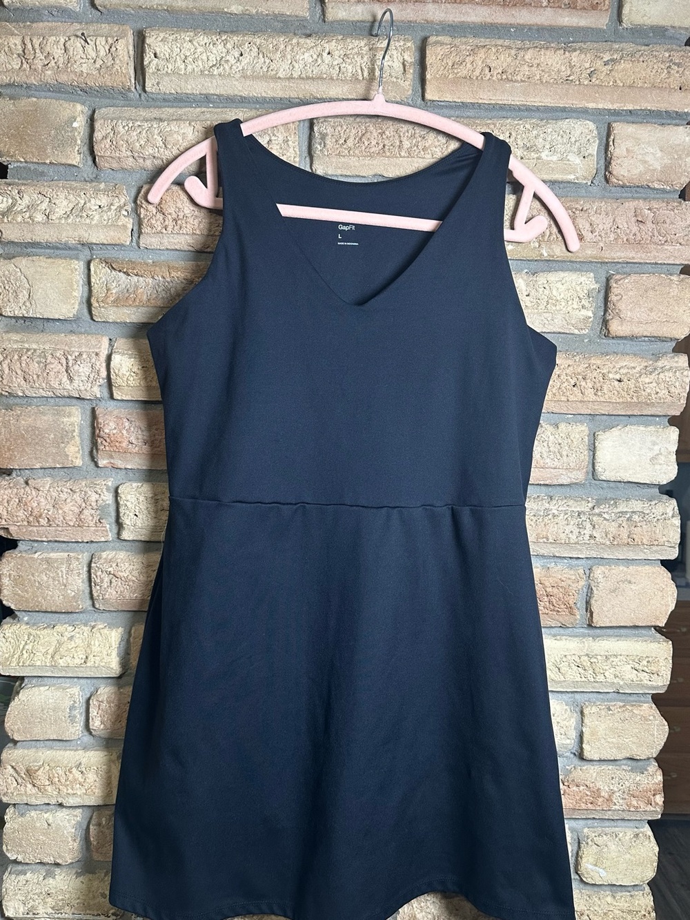 Large GAP Fit Black V-Neck Sleeveless Athletic Dress with Attached Shorts